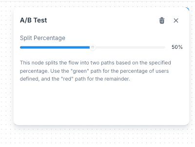 A/B Test settings with a split percentage control