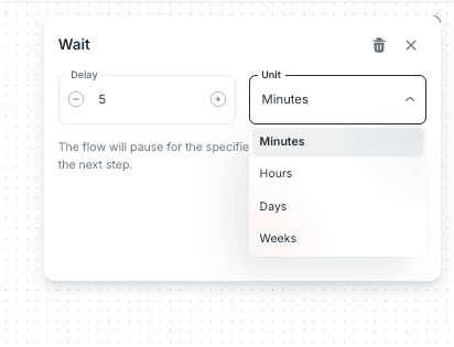 Relative Delay wait settings with delay value and unit selector