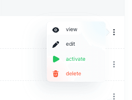 Workflow journey actions menu with View, Edit, Activate, and Delete actions