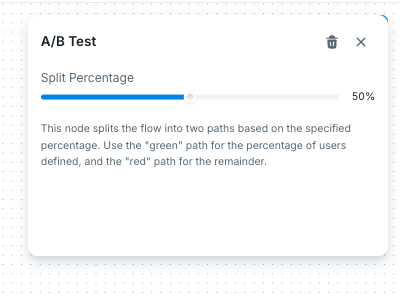 A/B Test settings with a split percentage control