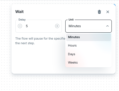 Relative Delay wait settings with delay value and unit selector