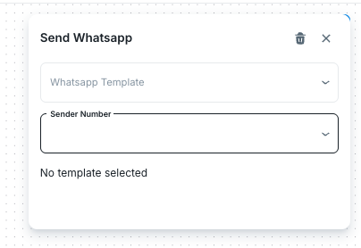 Send WhatsApp action settings with template and sender number selectors